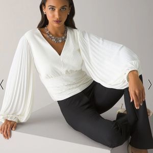 White House Black Market Pintucked Banded Blouse